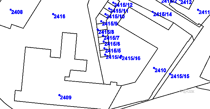 Parcela st. 2415/4 v KÚ Jemnice, Katastrální mapa
