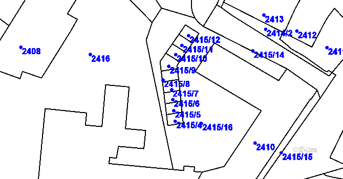 Parcela st. 2415/7 v KÚ Jemnice, Katastrální mapa