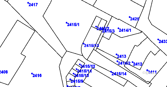 Parcela st. 2415/13 v KÚ Jemnice, Katastrální mapa