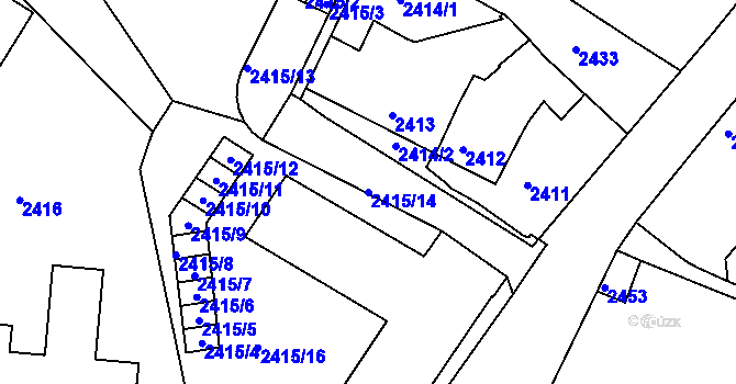 Parcela st. 2415/14 v KÚ Jemnice, Katastrální mapa