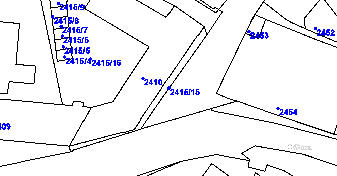 Parcela st. 2415/15 v KÚ Jemnice, Katastrální mapa