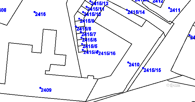 Parcela st. 2415/16 v KÚ Jemnice, Katastrální mapa