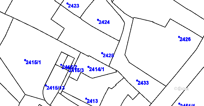 Parcela st. 2425 v KÚ Jemnice, Katastrální mapa