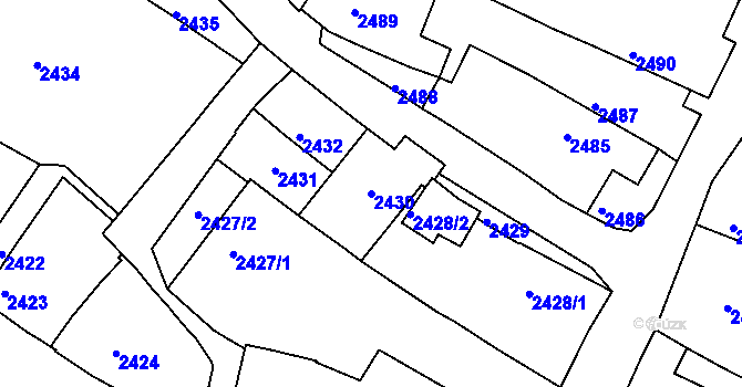 Parcela st. 2430 v KÚ Jemnice, Katastrální mapa