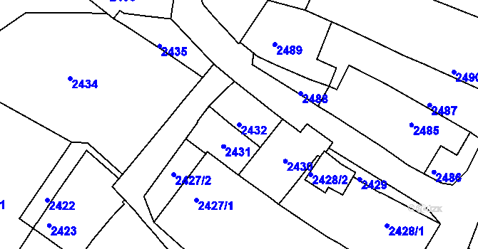 Parcela st. 2432 v KÚ Jemnice, Katastrální mapa