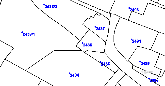 Parcela st. 2436 v KÚ Jemnice, Katastrální mapa