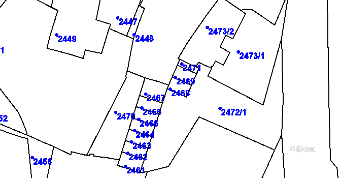 Parcela st. 2468 v KÚ Jemnice, Katastrální mapa
