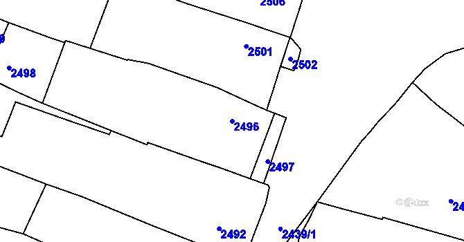 Parcela st. 2496 v KÚ Jemnice, Katastrální mapa