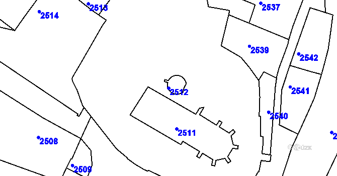 Parcela st. 2512 v KÚ Jemnice, Katastrální mapa