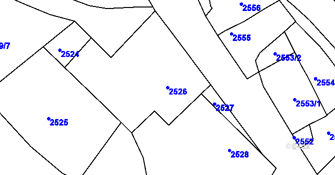 Parcela st. 2526 v KÚ Jemnice, Katastrální mapa