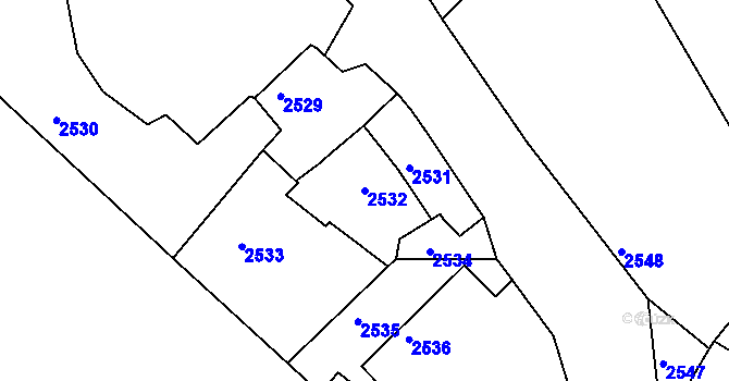 Parcela st. 2532 v KÚ Jemnice, Katastrální mapa