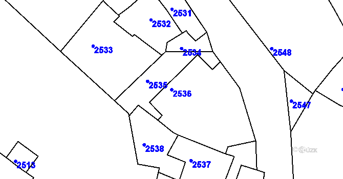 Parcela st. 2536 v KÚ Jemnice, Katastrální mapa