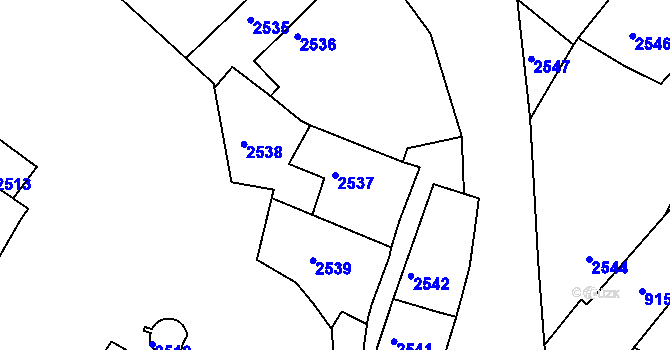 Parcela st. 2537 v KÚ Jemnice, Katastrální mapa