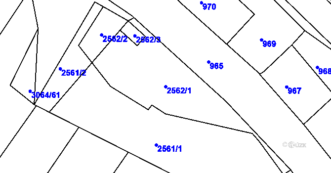 Parcela st. 2562/1 v KÚ Jemnice, Katastrální mapa