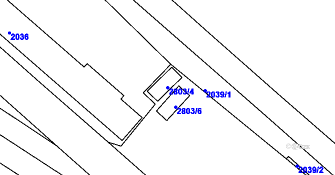Parcela st. 2803/4 v KÚ Jemnice, Katastrální mapa