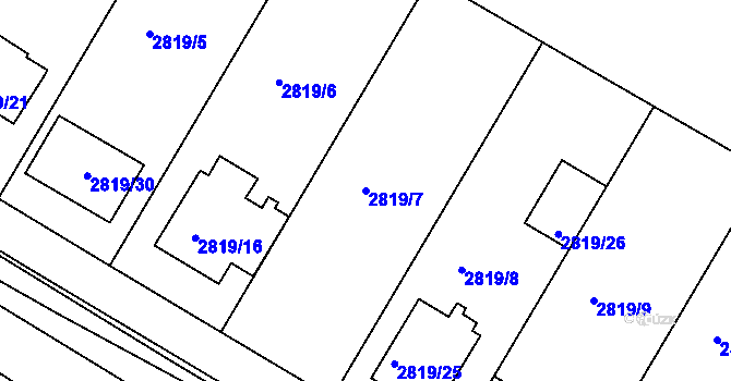 Parcela st. 2819/7 v KÚ Jemnice, Katastrální mapa