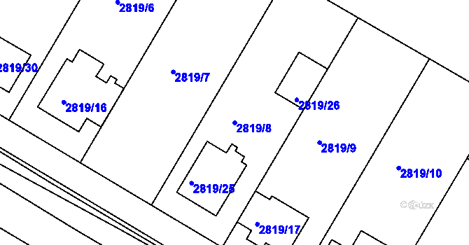 Parcela st. 2819/8 v KÚ Jemnice, Katastrální mapa