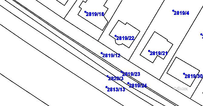 Parcela st. 2819/12 v KÚ Jemnice, Katastrální mapa