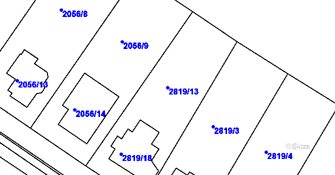 Parcela st. 2819/13 v KÚ Jemnice, Katastrální mapa