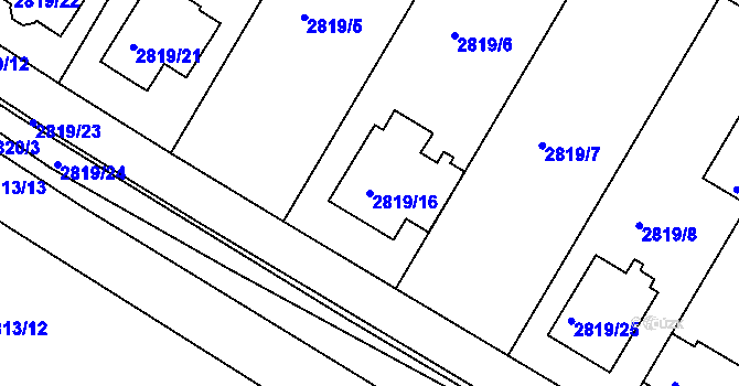 Parcela st. 2819/16 v KÚ Jemnice, Katastrální mapa