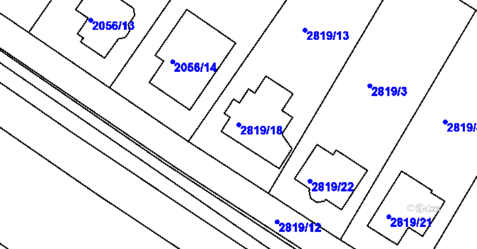 Parcela st. 2819/18 v KÚ Jemnice, Katastrální mapa