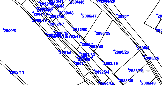 Parcela st. 2883/1 v KÚ Jemnice, Katastrální mapa