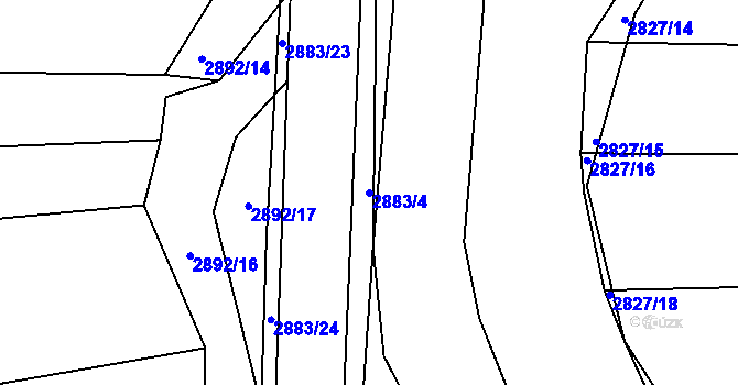 Parcela st. 2883/4 v KÚ Jemnice, Katastrální mapa