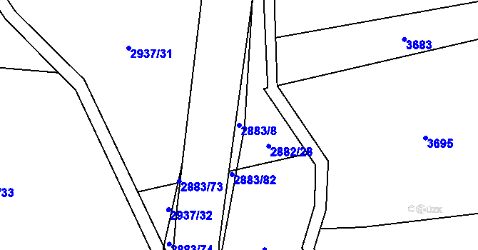 Parcela st. 2883/8 v KÚ Jemnice, Katastrální mapa