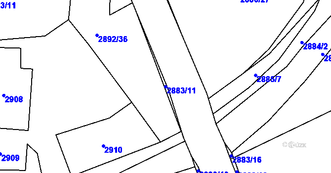 Parcela st. 2883/11 v KÚ Jemnice, Katastrální mapa