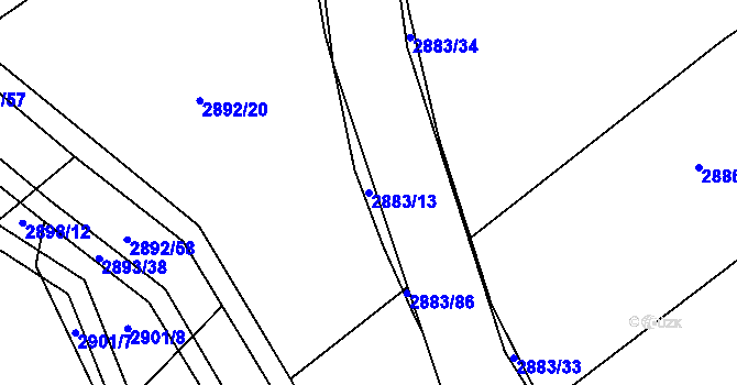 Parcela st. 2883/13 v KÚ Jemnice, Katastrální mapa