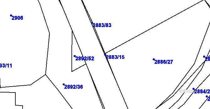 Parcela st. 2883/15 v KÚ Jemnice, Katastrální mapa
