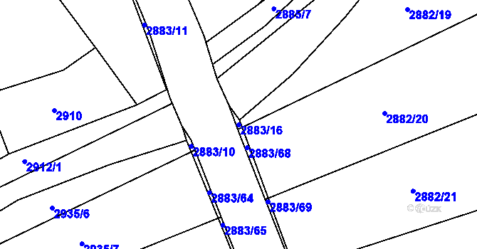 Parcela st. 2883/16 v KÚ Jemnice, Katastrální mapa