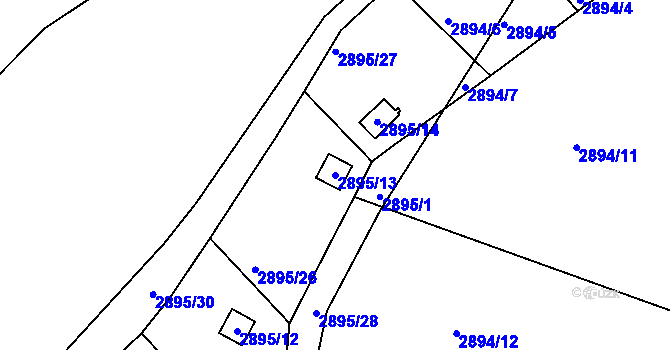 Parcela st. 2895/13 v KÚ Jemnice, Katastrální mapa