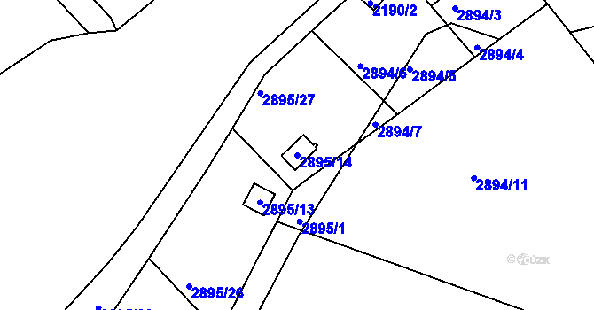 Parcela st. 2895/14 v KÚ Jemnice, Katastrální mapa