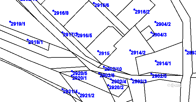 Parcela st. 2915 v KÚ Jemnice, Katastrální mapa