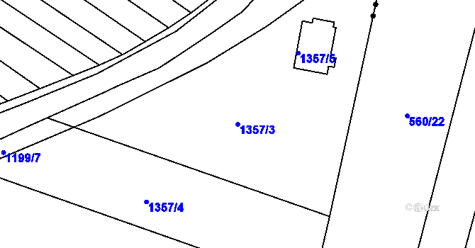 Parcela st. 1357/3 v KÚ Jemnice, Katastrální mapa