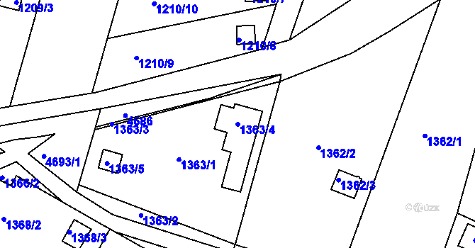 Parcela st. 1363/4 v KÚ Jemnice, Katastrální mapa