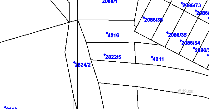 Parcela st. 2822/5 v KÚ Jemnice, Katastrální mapa