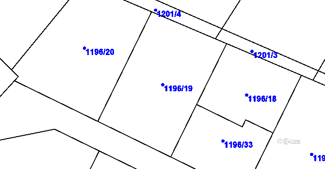 Parcela st. 1196/19 v KÚ Jemnice, Katastrální mapa
