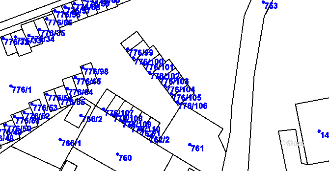 Parcela st. 776/104 v KÚ Jemnice, Katastrální mapa