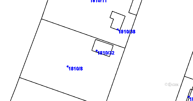 Parcela st. 1810/32 v KÚ Jemnice, Katastrální mapa