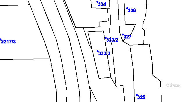 Parcela st. 333/3 v KÚ Jemnice, Katastrální mapa