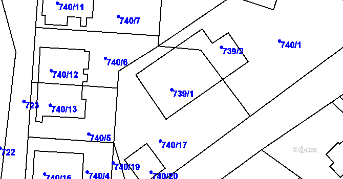 Parcela st. 739/1 v KÚ Jemnice, Katastrální mapa