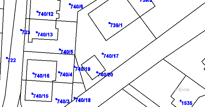 Parcela st. 740/17 v KÚ Jemnice, Katastrální mapa