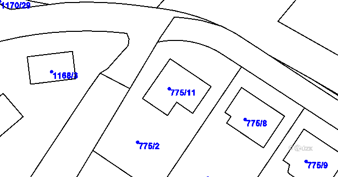 Parcela st. 775/11 v KÚ Jemnice, Katastrální mapa