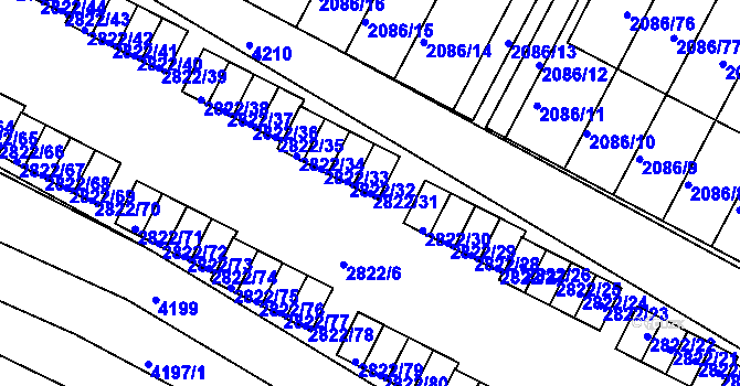 Parcela st. 2822/31 v KÚ Jemnice, Katastrální mapa