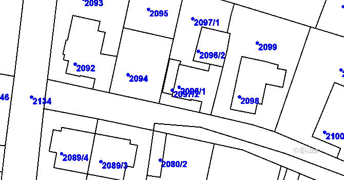 Parcela st. 2097/2 v KÚ Jemnice, Katastrální mapa