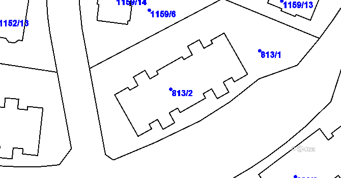 Parcela st. 813/2 v KÚ Jemnice, Katastrální mapa