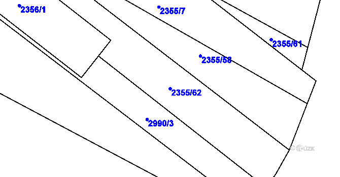 Parcela st. 2355/62 v KÚ Jemnice, Katastrální mapa