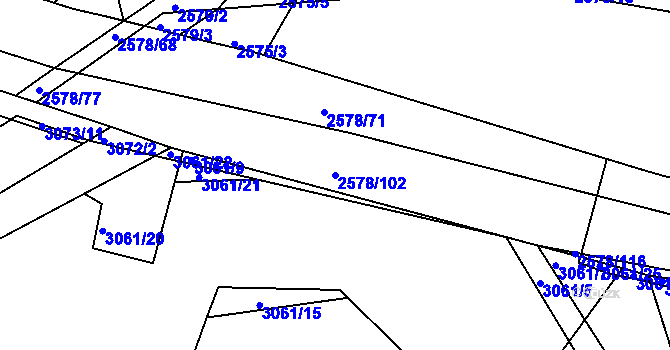 Parcela st. 2578/102 v KÚ Jemnice, Katastrální mapa